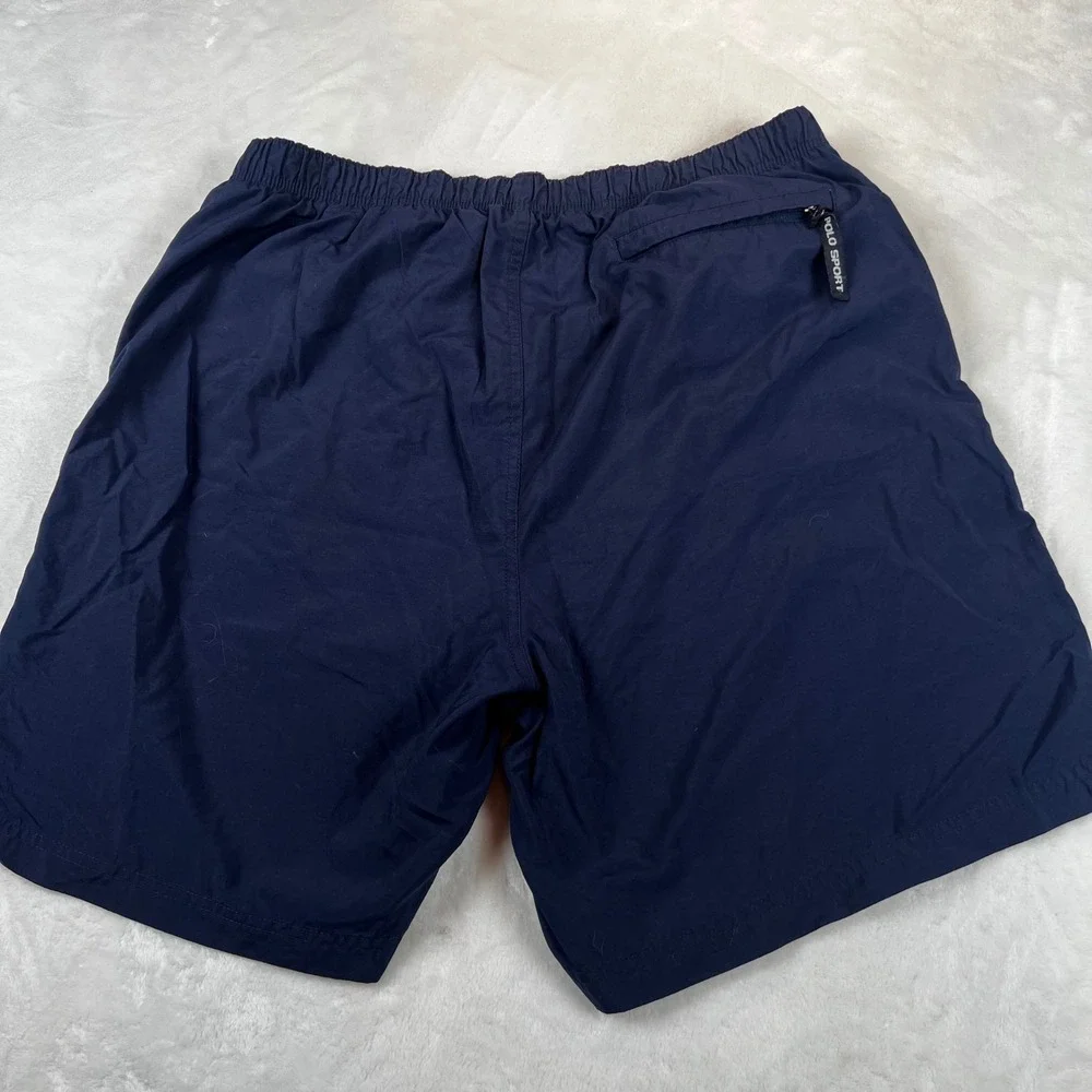 Vintage Polo Sport Ralph Lauren Mens Navy Blue Nylon Swim Trunks Shorts Size M